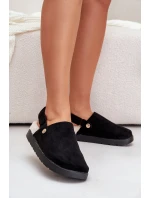 Dámské Pantofle Na Silné Podešvi S Kožíškem A Přezkou Černé Linneola