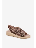 Zazoo 40392 Kožené Sandály Dámské Leopardí Hnědé