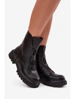 Zateplené botky workerky dámské na zip eko kůže černé Mailyra
