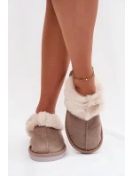 Dámské pantofle s kožíškem Khaki Carisse