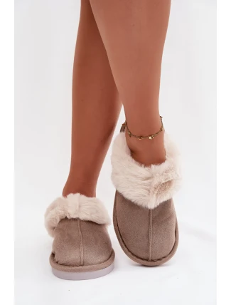 Dámské pantofle s kožíškem Khaki Carisse