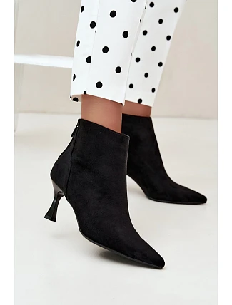 Dámské zateplené kožené kotníkové boty na podpatku Černé Elsya Dámské zateplené kožené kotníkové boty na podpatku Černé Elsya