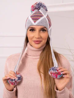 Dámská klapka na uši Eunika K322 šedá+červená