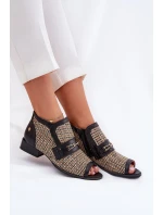 Kožené Dámské Boty S Odkrytými Prsty Maciejka Černobéžové 06934-39/00-1