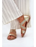 Dámské ploché sandály s elastickými pásky zlaté Marinea