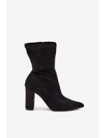 Dámské kotníkové boty na podpatku s proševy černé Rosivelle