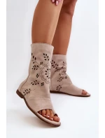 Zazoo dámské semišové sandály se svrškem na zip, béžová