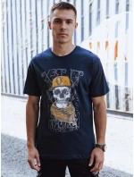 Pánské tričko s potiskem tmavě modré FashionStreet RX5618 Pánské tričko s potiskem tmavě modré FashionStreet RX5618