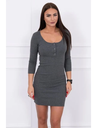Šaty s knoflíkovým výstřihem v grafitové barvě Šaty s knoflíkovým výstřihem v grafitové barvě