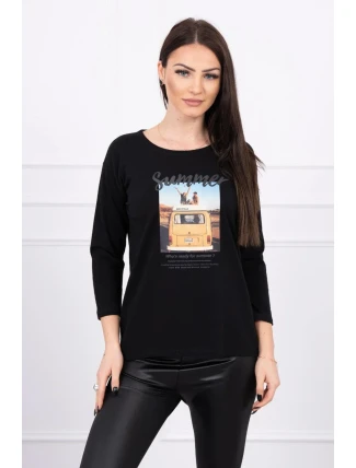 Halenka s potiskem Letní auto černá Halenka s potiskem Letní auto černá