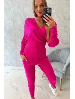 Dvoudílný svetrový set růžový neon