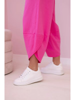 Bavlněná mikina kalhoty set růžový