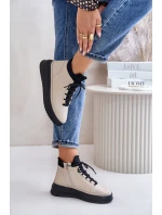 Lehká Kožená Sportovní Obuv Na Platformě Béžová Artiker 55C0554