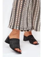 Dámské Pantofle S Pletením Na Podpatku Černé Ciariloria