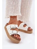 Dámské Pantofle Na Platformě S Přezkami Lee Cooper LCW-25-35-3496L Bílé Dámské Pantofle Na Platformě S Přezkami Lee Cooper LCW-25-35-3496L Bílé