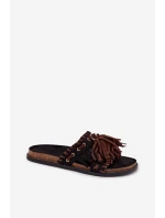 Dámské pantofle s třásněmi Černé Glorinna