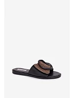 Dámské ploché pantofle s ozdobnou sponou Černé Jamira