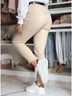 Dámské kalhoty slim fit s páskem LINESKA light beige FashionStreet UY2573