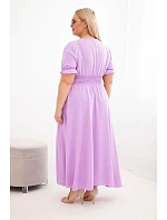 Dámské šaty Plus Size s výstřihem do V a řaseným pasem světle fialová