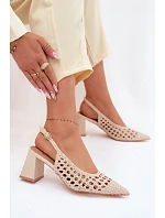 Dámské kožené sandály na podpatku Kedira