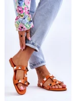 Dámské pantofle s velkými cvočky oranžove Mercure