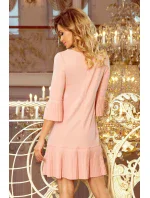 Pohodlné dámské plisované šaty v broskvové barvě model 7245112