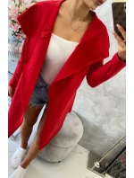 Volná bunda s kapucí v červené barvě