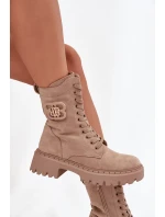 Dámské workery boty s ozdobným prvkem zateplené béžové Kalindra