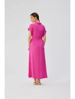 S364 Viskózové maxi košilové šaty - lila