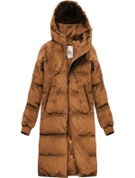 Dámská zimní manšestrová bunda v karamelové barvě s kapucí (7763) Dámská zimní manšestrová bunda v karamelové barvě s kapucí (7763)
