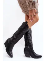 Dámské kožené kovbojské boty na vysokém podpatku černá Sloana Dámské kožené kovbojské boty na vysokém podpatku černá Sloana