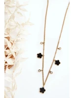 Dámský zlatý řetízek s černými květy