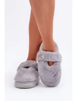 Futrzane Pantofle S Malou Broží Šedé Primaria Futrzane Pantofle S Malou Broží Šedé Primaria