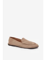 Dámské mokasíny z eko semiše ploché béžové Miryelle