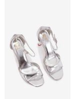 Sandály Na Podpatku Stříbrné Revella