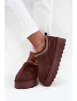 Dámské nízké sněhule Taliah na platformě s vyšíváním – čokoládové