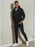 Pánská mikina na zip s kapucí černá FashionStreet BX5644