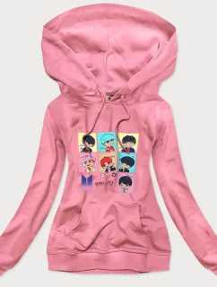 Růžová dámská sportovní mikina s potiskem (N7283)