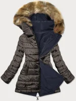 Tmavě modro-hnědá oboustranná dámská bunda (w555)