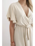 Šaty s vrstveným výstřihem béžový