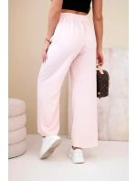 Kalhoty s širokým nohavicí jasně pudrově růžový
