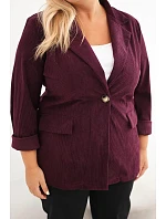 Dámské plus size manžestrové s klopami a kapsami švestková