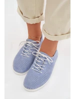 Dámské polobotky z přírodního semiše LR61-7080 Modré