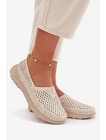 Vzdušné Lehká Dámská Mokasyny Sergio Leone MK099H Béžovo-Zlaté