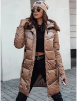 Dámská prošívaná zimní bunda ULTRAWAY s kapucí hnědá FashionStreet TY4644