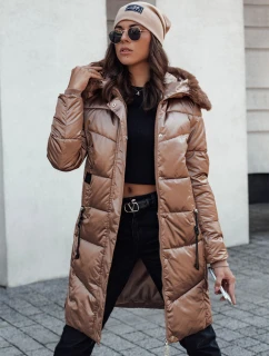 Dámská prošívaná zimní bunda ULTRAWAY s kapucí hnědá FashionStreet TY4644