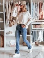 Dámské džínové zvonové kalhoty s páskem FITLOW modré FashionStreet UY2466