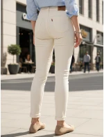 Dámské úzké džíny s vysokým pasem ecru FashionStreet UY2864