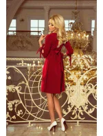 Dámské šaty v bordó barvě s mašlemi model 6291446