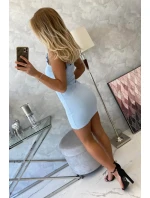 Modré nařasené šaty bez ramínek Modré nařasené šaty bez ramínek